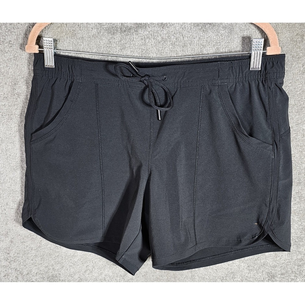 Lands End Sport Swim Shorts Womens Size 8 Black Lined Drawstring Pockets Stretch